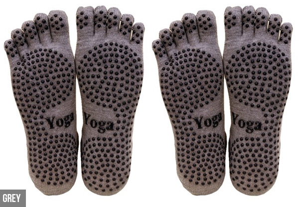 Two Pairs of Yoga Socks with Toe Grip