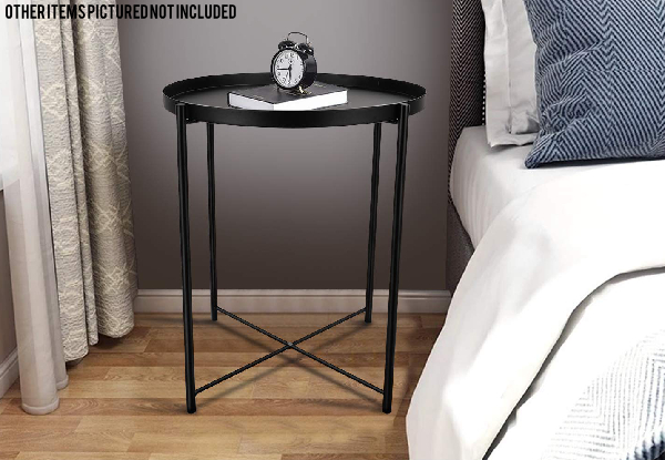 Metal Round Tray Side Table - Two Colours Available