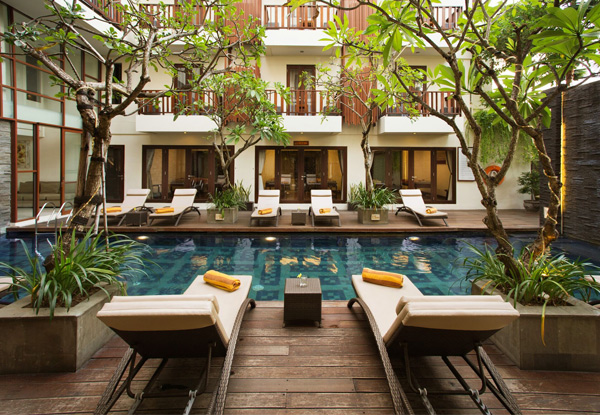 Per-Person, Twin-Share Five-Night Bali Getaway at Sense Hotel Seminyak - incl. Welcome Drink, Honeymoon Treatment, Transport to Scene Beach Club & International Flights from Auckland or Christchurch, Options for Seven-Night Stay