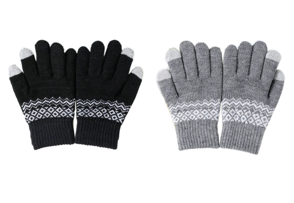 Two-Pair Unisex Knitted Thermal Touch Screen Gloves - Available in Three Options