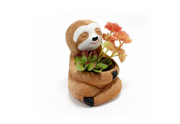 Adorable Cartoon Sloth Resin Flower Pot