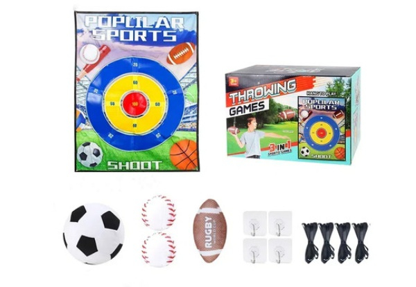 Three-in-One Soccer Football Baseball Toss Game Set