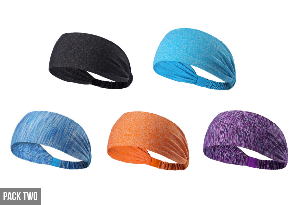 Five-Pack of Sports Fitness Headbands - Two Options Available