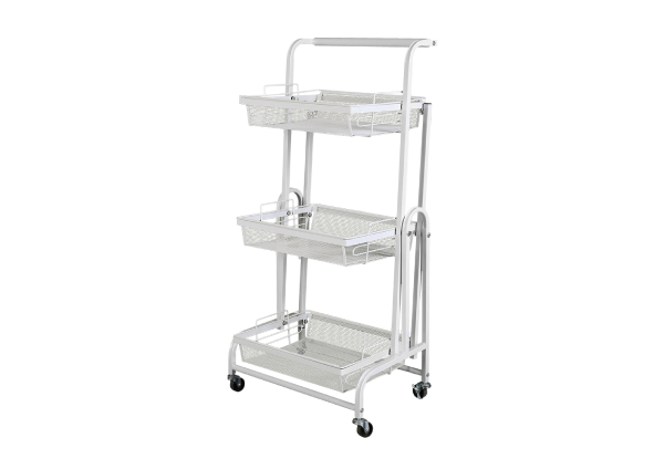 Levede Three-Tier Swivel Kitchen Cart Shelf Rack with Wheels