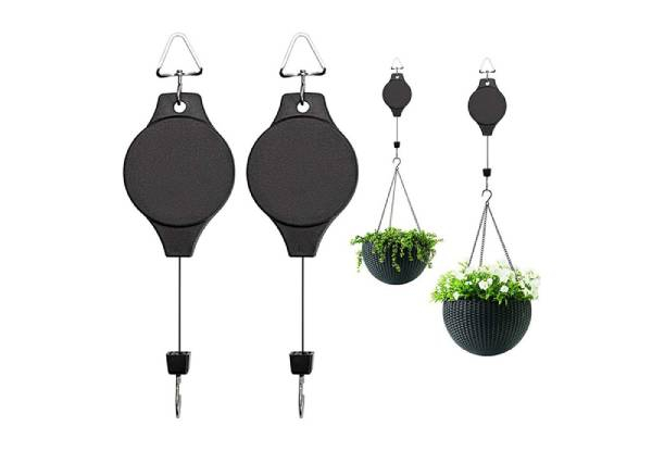 Two-Pack Plant Pot Hook Retractable Hanger - Option for Four-Pack