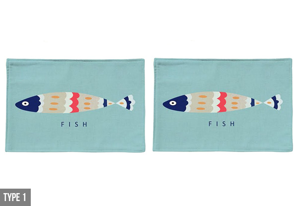 Set of Two Fish Printed Table Mats