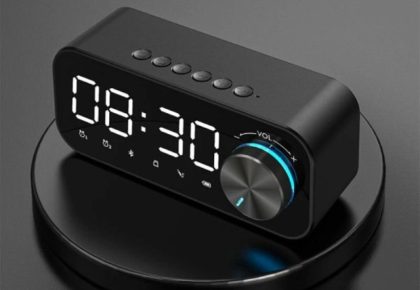 LED Alarm Clock With Bluetooth Speaker - Four Colours Available