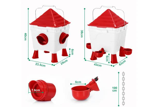 Two-Piece Automatic Chicken 8kg Feeder 8L Waterer Set