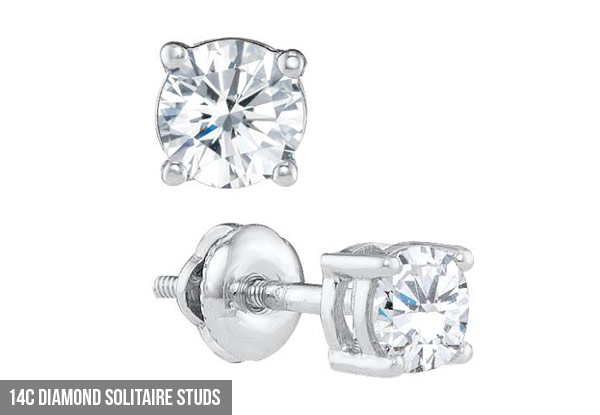 Pair of Round Diamond Solitaire Stud Earrings  - Option for a Pair of 14 Carat White Gold & Diamond Cluster Studs