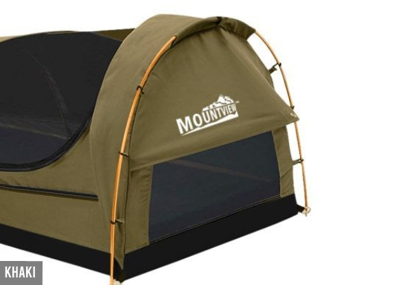 Mountview Double Swag Camping Canvas Dome Tent with Mattress - Two Colours Available