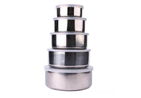 Five-Piece Stainless Steel Container Set with Lids - Option for Two Sets Available with Free Delivery