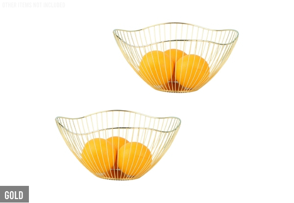 Two-Pack Lotus Leaf Shaped Metal Wire Fruit Bowl - Two Colours Available