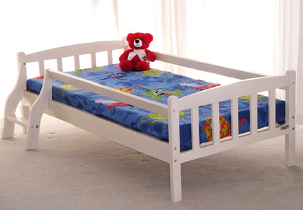 $199 for a Quality NZ Pine Kids' Bed with Ladder or $295 to incl. an Innersprung Mattress