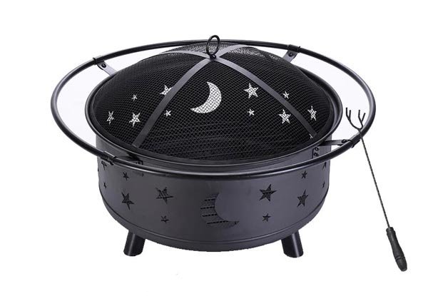 Stars & Moon Wood Burning Steel Fire Pit