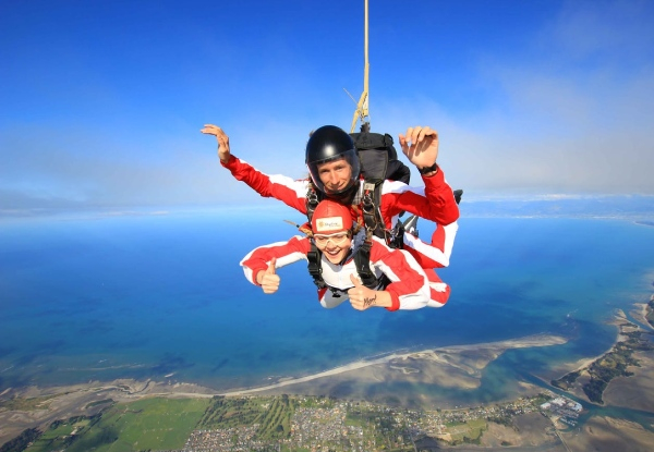 9000ft Tandem Skydiving in Abel Tasman - Option for 13,000ft Skydive & For Two People & Option for Camera Voucher available