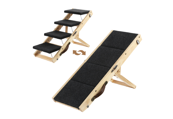 Two-in-One Foldable Four-Step Pet Ramp Staircase