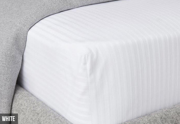 Fitted Sheet with Damask Stripe - Six Colours & Sizes Available