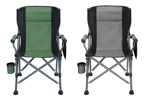 Folding Camping Chair with Armrests Cup Holder - Two Colours Available