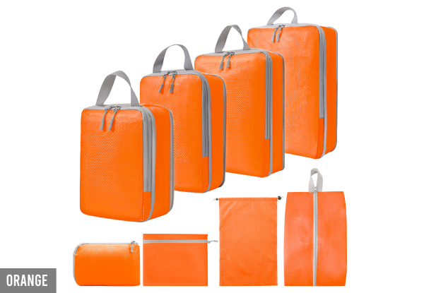 Eight-Piece Travel Compression Packing Cubes - Available in Six Colours