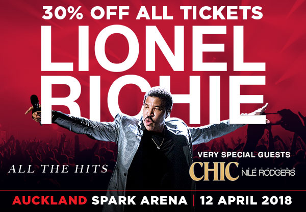 30% Off All Tickets for Lionel Richie Playing ALL THE HITS + CHIC feat. Nile Rodgers (Service & Booking Fees Apply)