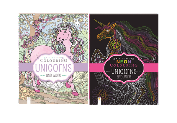 Two Kaleidoscope Unicorns Colouring Books
