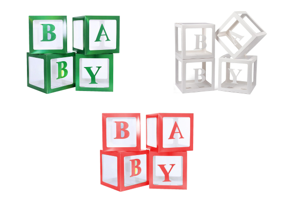 Four-Piece Clear Christmas Balloon Boxes Set with 26 Letters from A to Z  - Three Colours Available & Option for Two-Pack