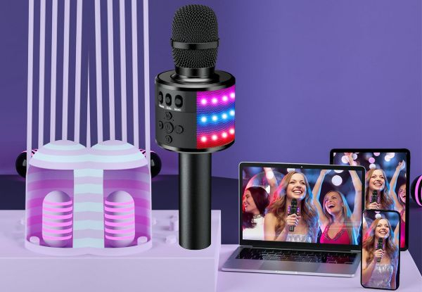 Wireless Bluetooth Karaoke Handheld Microphone Speaker - Available in Three Colours & Option for Two-Pack