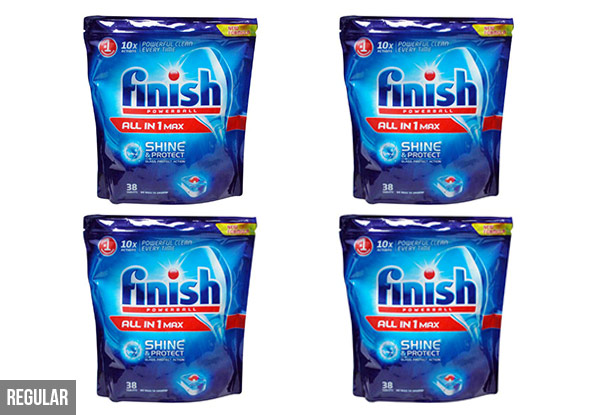 Four-Pack of Finish All-in-1 Max Dishwasher Tablets - 152 Tablets Total