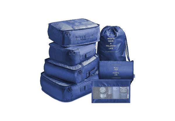 Seven-Piece Travel Packing Cube Luggage Organiser - Available in Six Colours