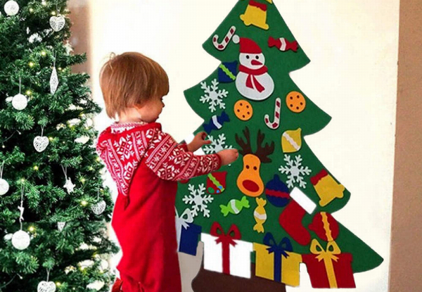 DIY Felt Christmas Tree Set with 30 Ornaments