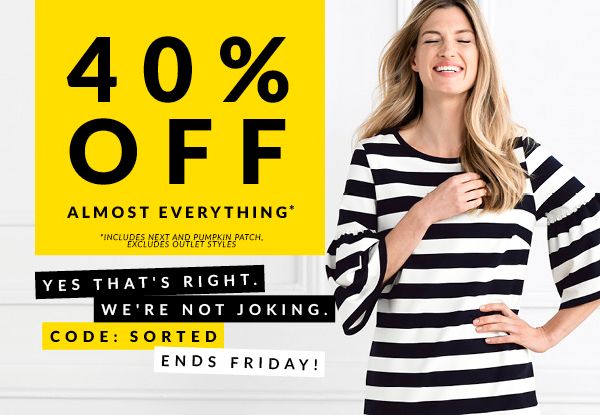 40% Off Almost Everything incl. NEXT, Pumpkin Patch & Already Reduced Items from EziBuy