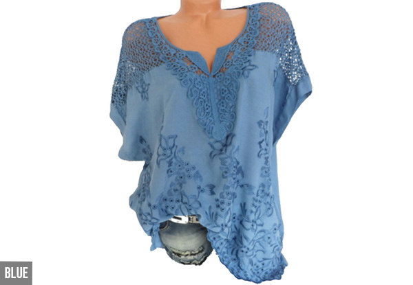 Embroidered Summer Top - Five Colours & Eight Sizes Available