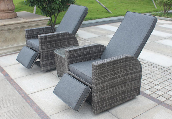 Two Outdoor Recliners with Coffee Table