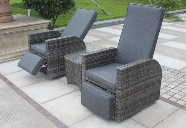 Two Outdoor Recliners with Coffee Table