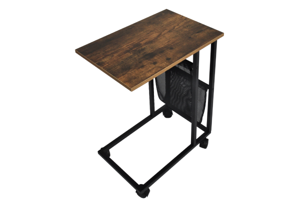 Levede Rustic Brown Side Table with Wheels