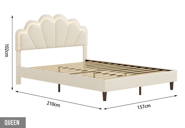 Wooden Bed Frame with LED Headboard - Available in Two Sizes