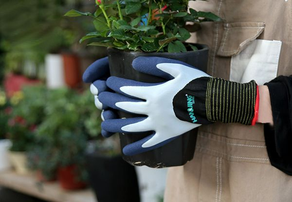 Pair of Water-Resistant Anti-Stab Garden Gloves - Available in Four Sizes & Option for Two-Pairs