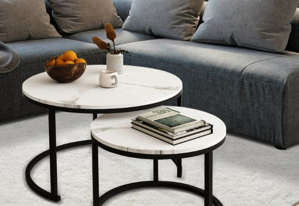 Two-Piece Round Coffee Table Nesting Set - Two Colours Available