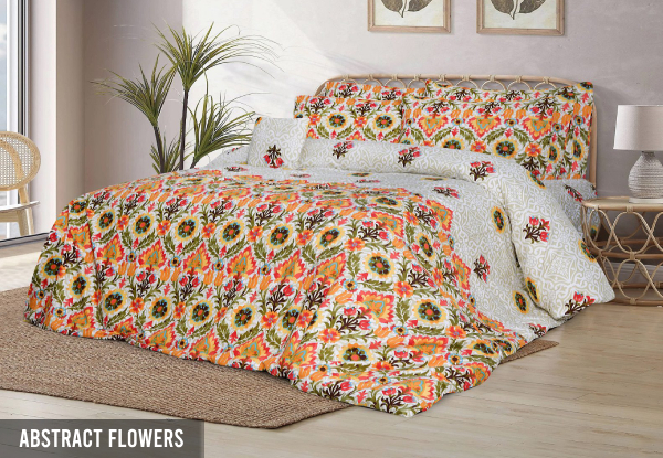 Six-Piece 600TC Printed Sateen Quilt Cover Set - Available in Six Styles & Two Sizes