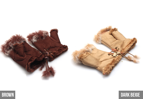 Pair of Rabbit Fur Fingerless Gloves incl. Free Bonus Pair - 13 Colours Available
