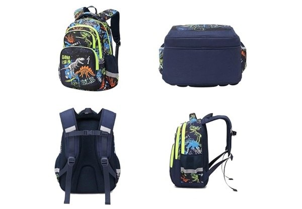 Three-Piece Reflective Stripe School Backpack with Lunch Box & Pencil Case - Four Styles Available