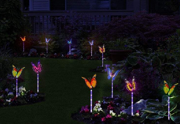 Three-Piece Butterfly Colour Changing Solar Landscape Lights