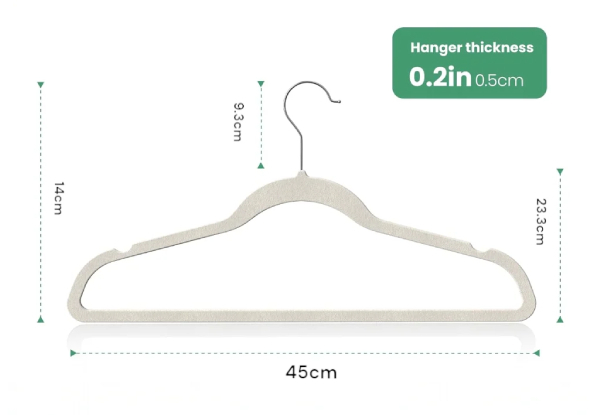 50-Piece 45cm Velvet Hangers - Available in Three Colours