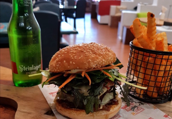 Classic Burger, Fries & Beer for One - Valid for Lunch or Dinner