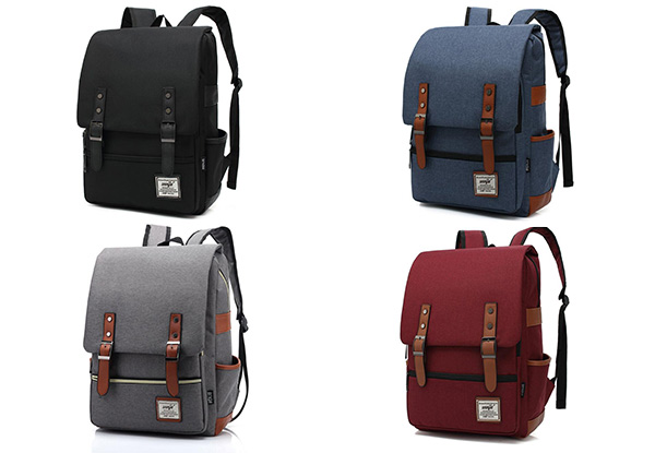 Vintage Casual Canvas Backpack- Four Colours Available