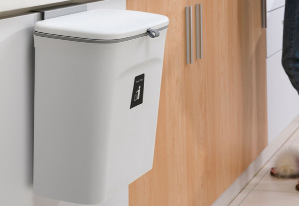 9L Hanging Kitchen Trash Can with Sliding Lid - Two Colours Available