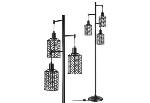 Modern Standing Floor Lamp with Three-Cage Shades