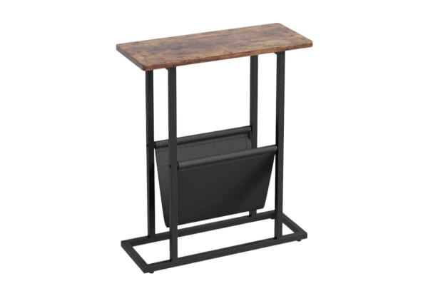 Narrow Side Table with Magazine Holder