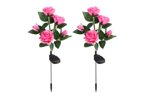 Two-Piece Solar Rose Luminous LED Lights - Two Colours Available