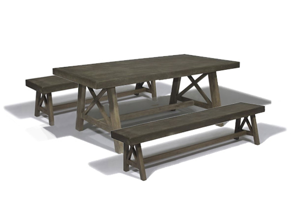 Bradford Concrete Outdoor Dining Table with Two Bench Seats